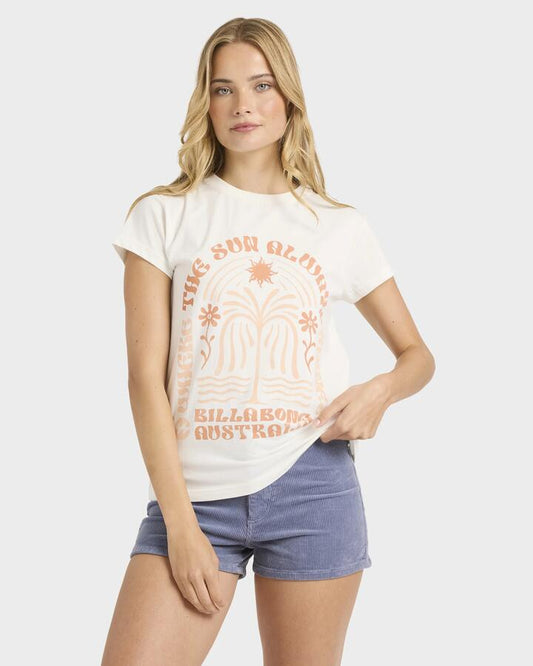 Image of T-Shirts. Product name - Billabong Womens El Sol T-Shirt Salt Crystal in Salt Crystal colour by brand - Billabong