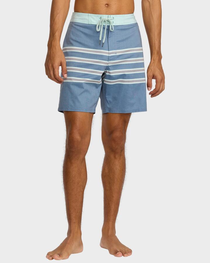 Image of Swimwear. Product name - RVCA Mens County Line 18" Boardshorts Vintage Navy in Vintage Navy colour by brand - RVCA
