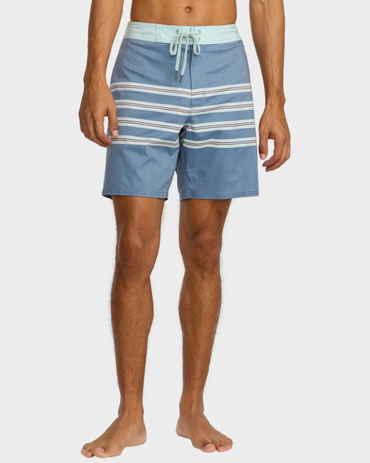Image of Swimwear. Product name - RVCA Mens County Line 18" Boardshorts Vintage Navy in Vintage Navy colour by brand - RVCA