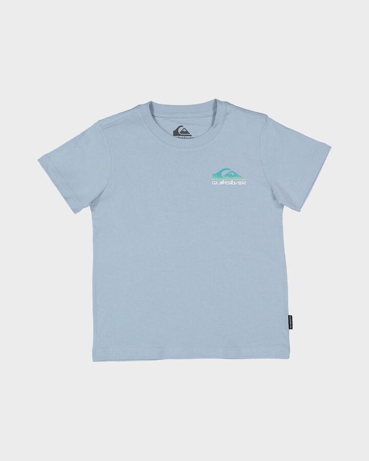 Image of a model wearing Tops. Productname: Quiksilver Boys 2-7 Omni Wave T-Shirt Ashley Blue - in Ashley Blue colour by brand - Quiksilver