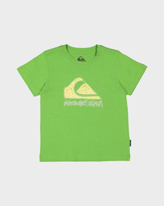 Image of a model wearing Tops. Productname: Quiksilver Boys 2-7 Black Mamba T-Shirt Kiwi - in Kiwi colour by brand - Quiksilver