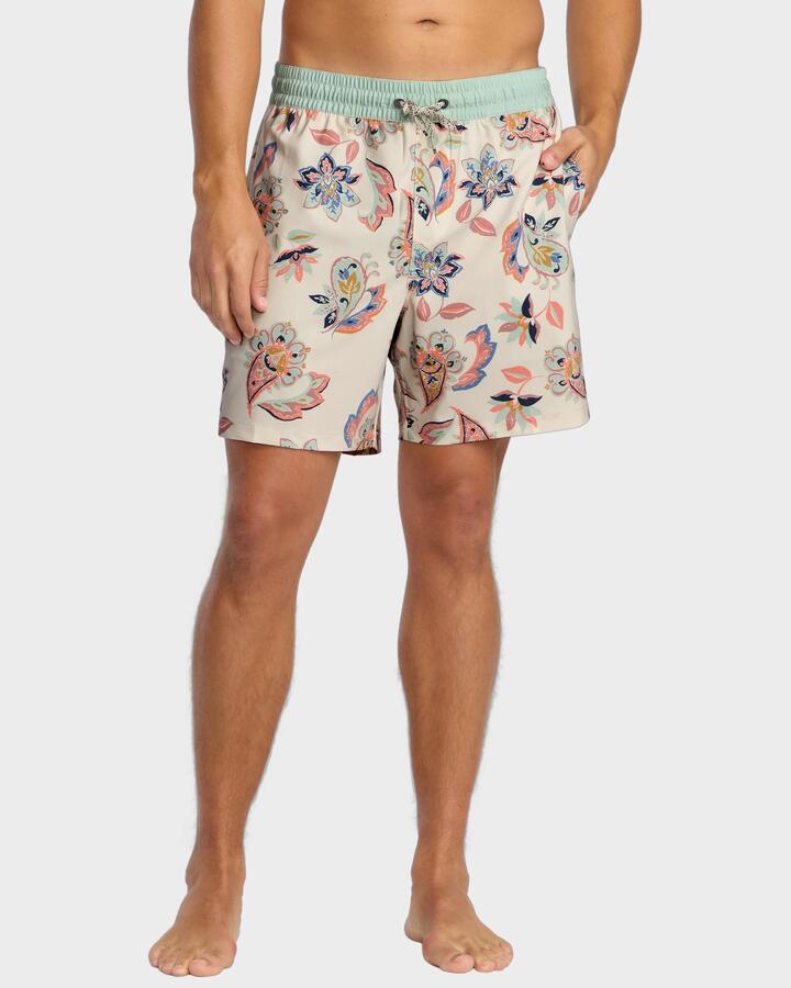 Image of a model wearing Shorts. Product name - Billabong Mens Good Times Layback 16" Swim Shorts Chino - in Chino colour by brand - Billabong