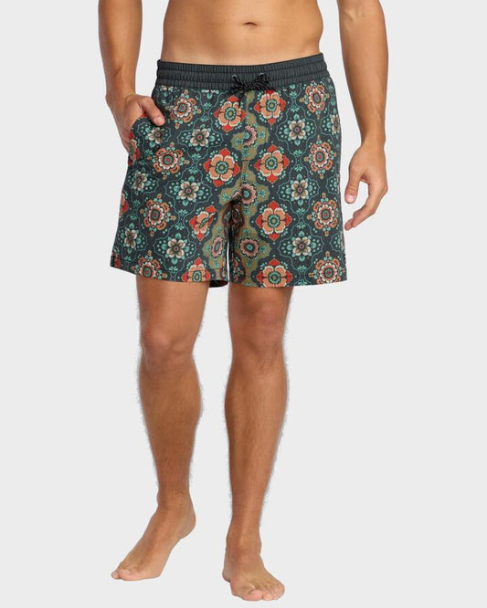 Image of a model wearing Shorts. Product name - Billabong Mens Good Times Layback 16" Swim Shorts Stealth - in Stealth colour by brand - Billabong