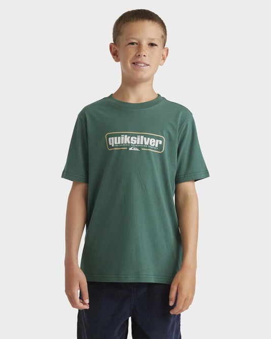 Image of T-Shirts. Product name - Quiksilver Boys 8-16 Retro Box T-Shirt Trekking Green in Trekking Green colour by brand - Quiksilver