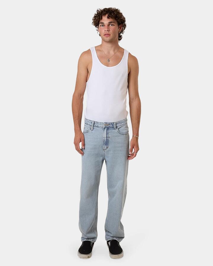 Image of Jeans. Productname: Thrills Mens Slacker Denim Jeans Blue - in Blue colour by brand - Thrills