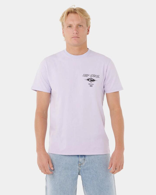 Image of T-Shirts. Product name - Rip Curl Mens Fade Out Icon T-Shirt Iced Lavender in Iced Lavender colour by brand - Rip Curl