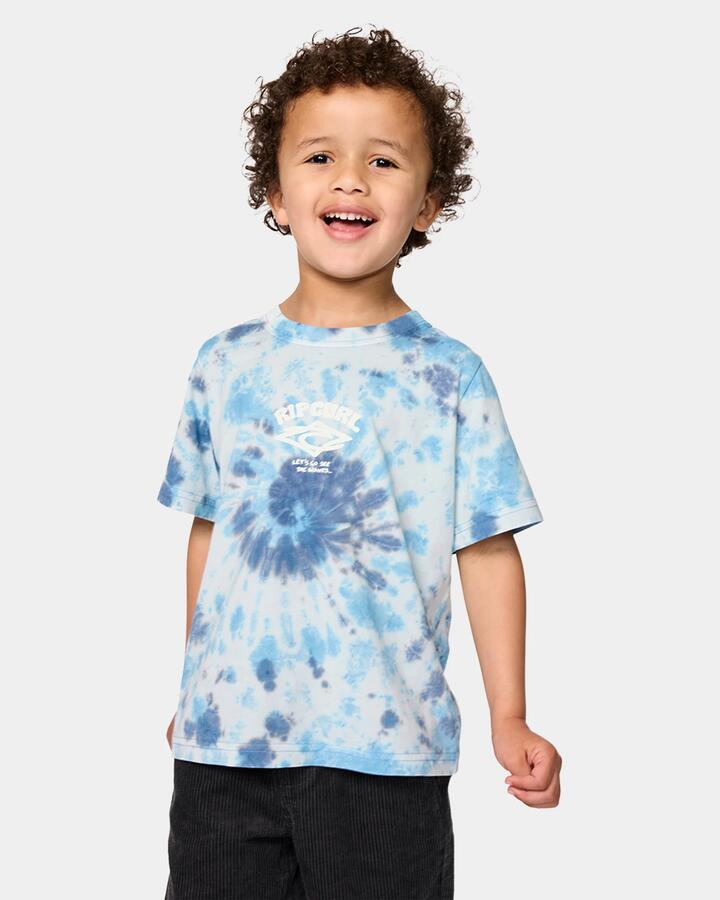 Image of T-Shirts. Product name - Rip Curl Boys 2-7 Waze Dayz Tie Dye T-Shirt Blue in Blue colour by brand - Rip Curl