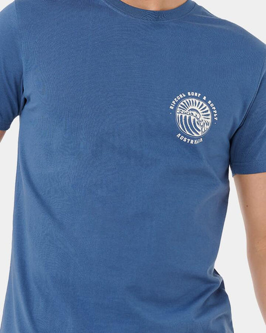 Image of T-Shirts. Product name - Rip Curl Mens Sunsets Destination T-Shirt Light Navy in Light Navy colour by brand - Rip Curl