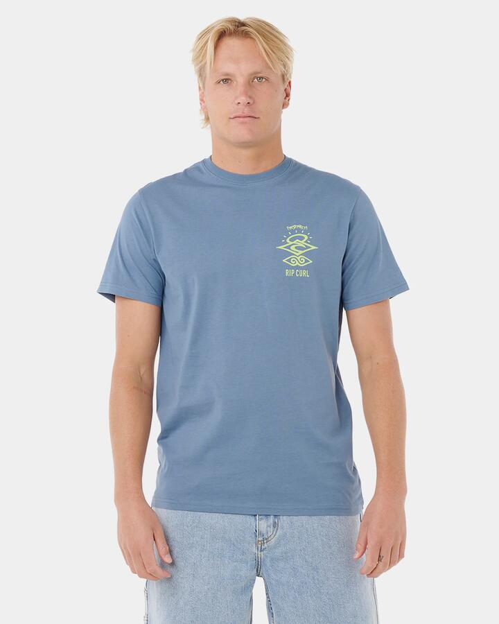 Image of T-Shirts. Product name - Rip Curl Mens Search Icon T-Shirt Bluefin in Bluefin colour by brand - Rip Curl