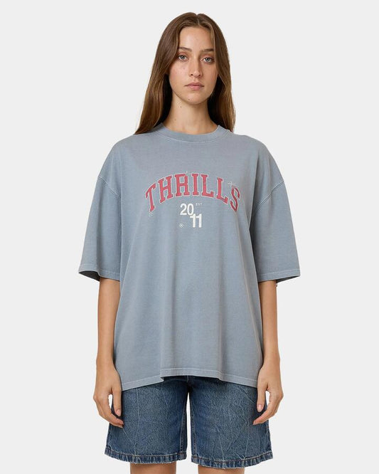 Image of T-Shirts. Product name - Thrills Womens Stadium Oversized T-Shirt Grey in Grey colour by brand - Thrills