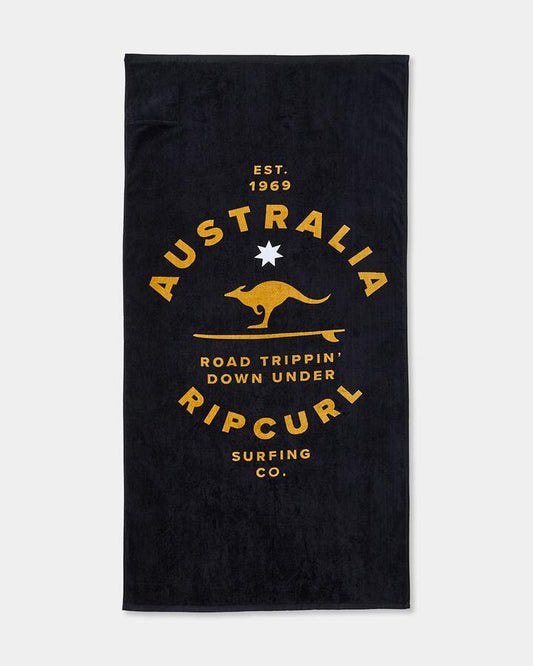Image of Accessories. Productname: Rip Curl - Sunstash Beach Towel - Black/Gold - in Black/Gold colour by brand - Rip Curl