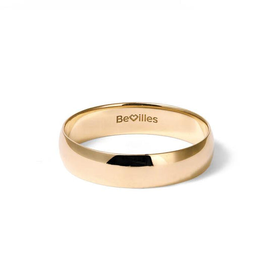 Image of Rings. Productname: 5mm High Dome Wedding Band in Yellow Gold in Gold colour by brand - Bevilles