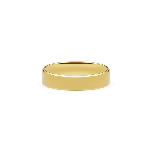 Image of Flats. Productname: 5mm Flat Bevelled Edge Wedding Band in 9kt Yellow Gold in Gold colour by brand - Bevilles