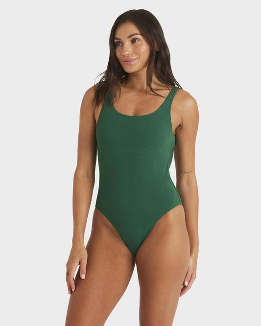 Image of Swimwear. Productname: Roxy - Womens Palm Shadows One Piece Swimsuit - Evergreen - in Evergreen colour by brand - Roxy