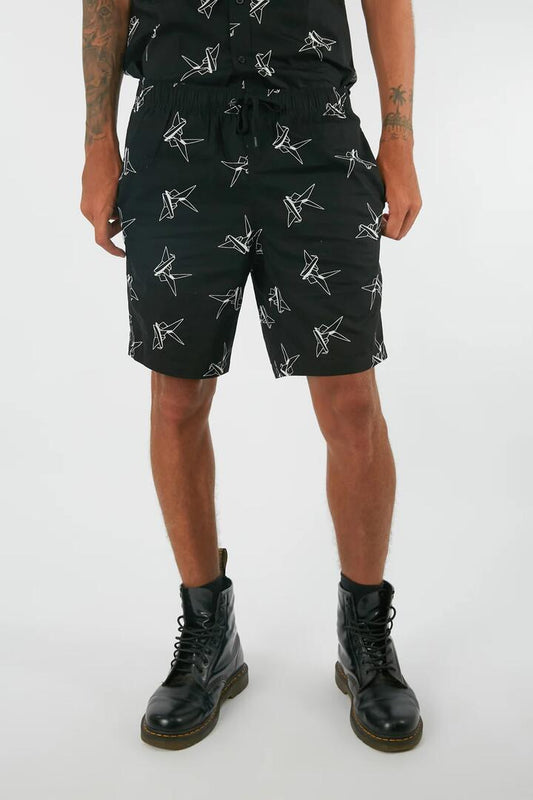 Image of a model wearing Shorts. Productname: Folded Trunk in Black colour by brand - Black Friday