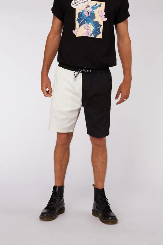 Image of a model wearing Shorts. Productname: Rift Short in Black/White colour by brand - Black Friday