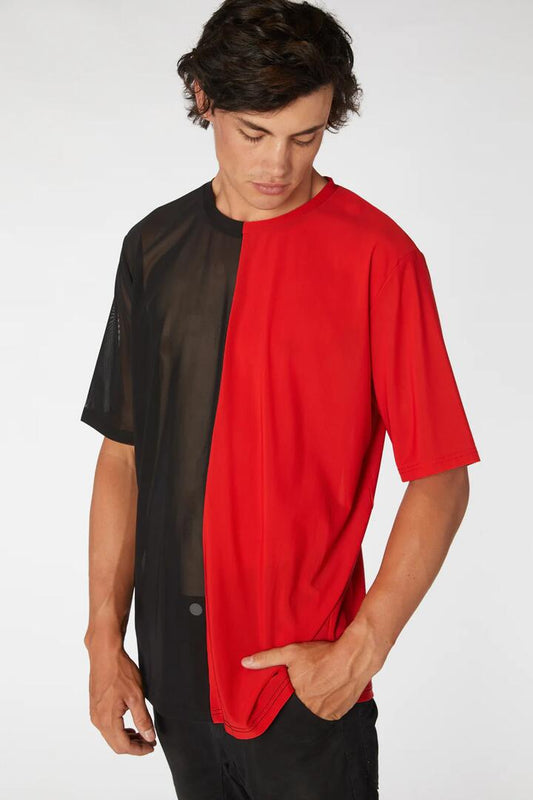 Image of a model wearing Tops. Productname: Pick Me Top in Red/Black colour by brand - Black Friday
