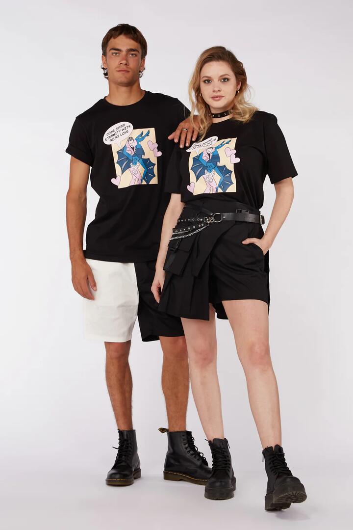 Image of a model wearing Tops. Productname: Eternal Love Tee in Black colour by brand - Black Friday