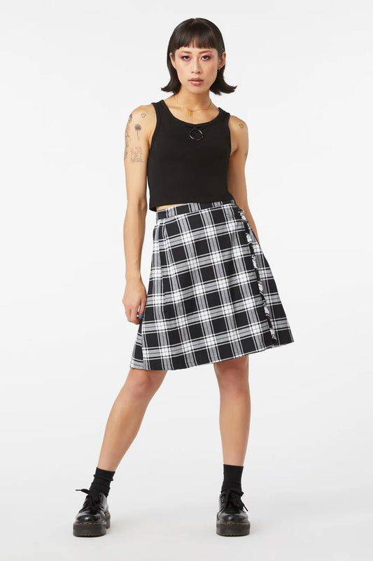 Image of a model wearing Skirts. Productname: Solstice Kilt in Black colour by brand - Black Friday