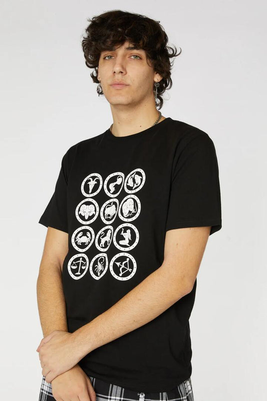 Image of a model wearing Tops. Productname: Starsign Tee in Black colour by brand - Black Friday