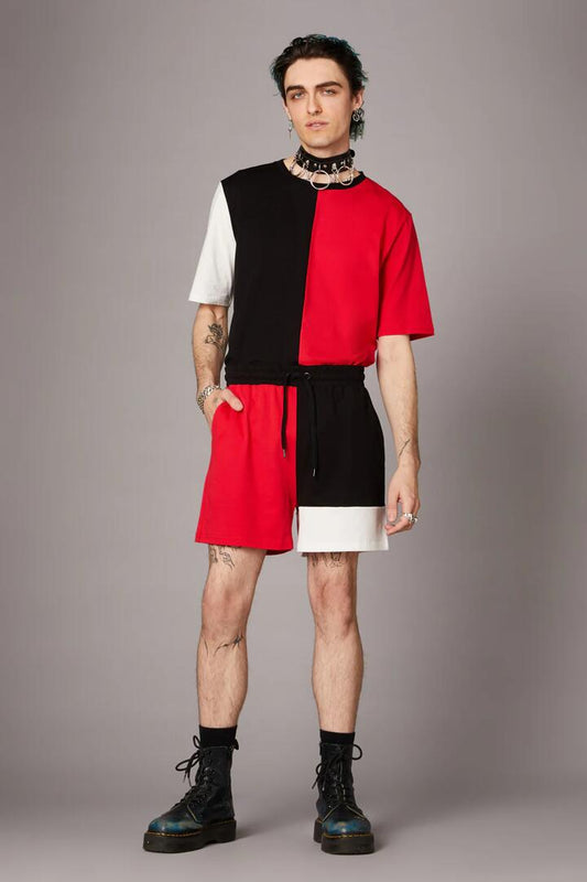 Image of a model wearing Shorts. Productname: Colourblock Grunge Short in Multi colour by brand - Black Friday