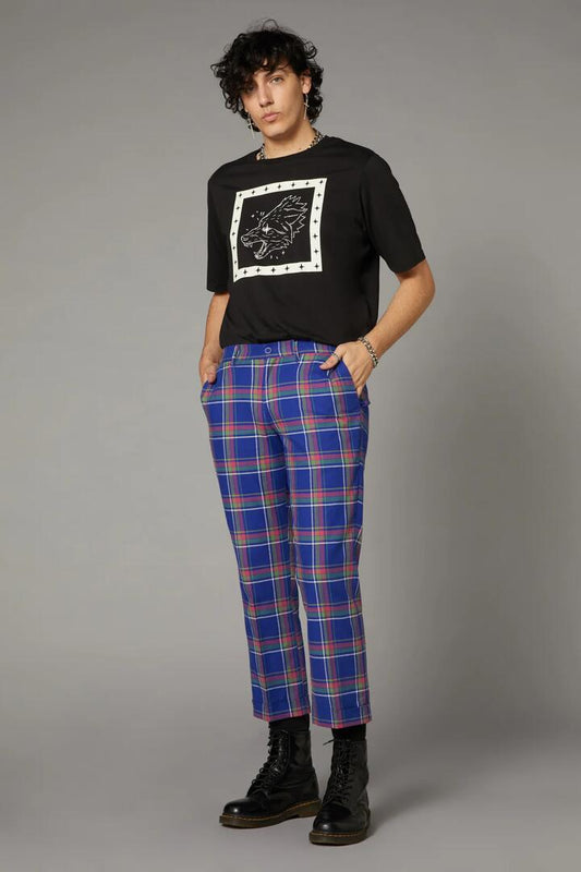 Image of a model wearing Pants. Productname: Werewolf Tartan Goth Pant in Multi colour by brand - Black Friday