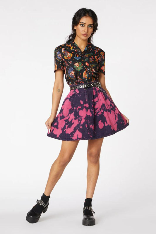 Image of Accessories. Productname: Tie Dye Denim Mini Skirt in Navy/Pink colour by brand - Dangerfield