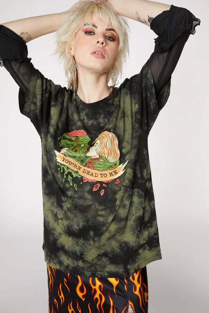 Image of Accessories. Productname: Tie Dye Zombie Lovers Tee in Khaki colour by brand - Dangerfield