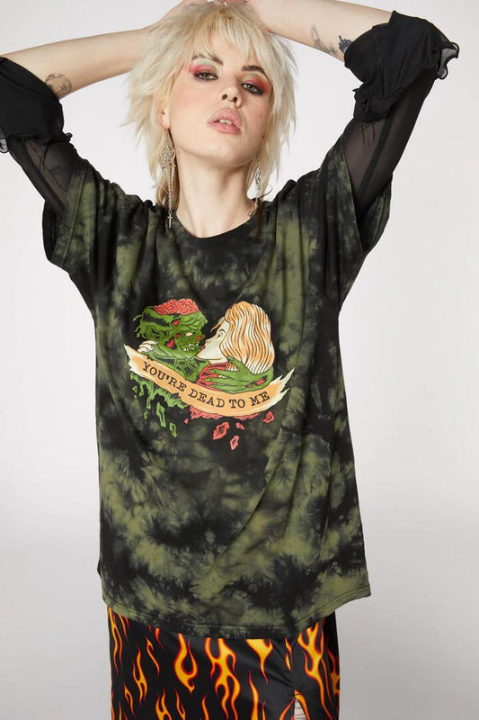 Image of Accessories. Productname: Tie Dye Zombie Lovers Tee in Khaki colour by brand - Dangerfield