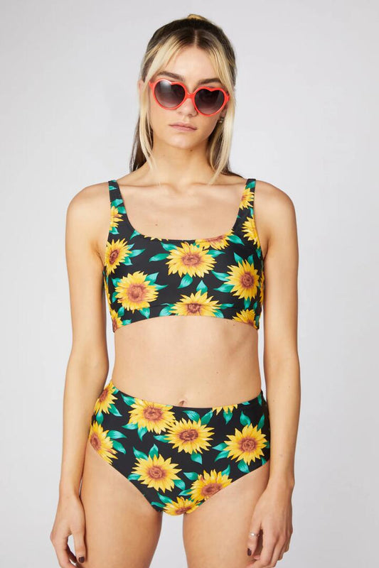 Image of Swimwear. Productname: Sunflower Bikini Bottom in Black/Yellow colour by brand - Dangerfield