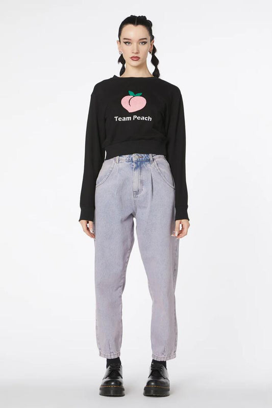 Image of a model wearing Outerwear. Productname: Team Peach CottonSweater in Black colour by brand - Dangerfield