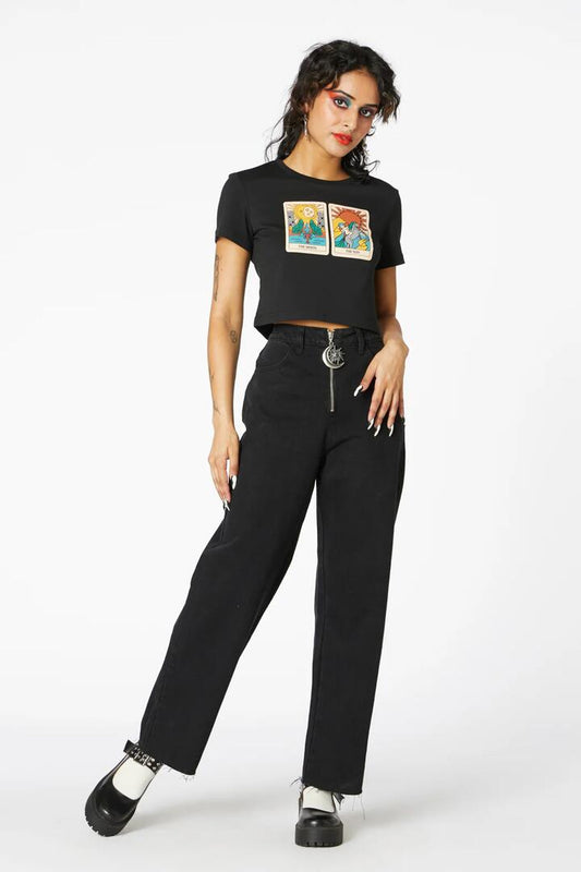 Image of a model wearing Denim. Productname: Denim Tarot Pocket Jeans in Black colour by brand - Dangerfield