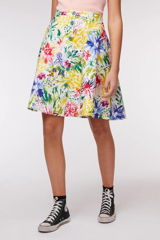 Image of a model wearing Skirts. Productname: Pineapple Express Skirt in Green colour by brand - Revival