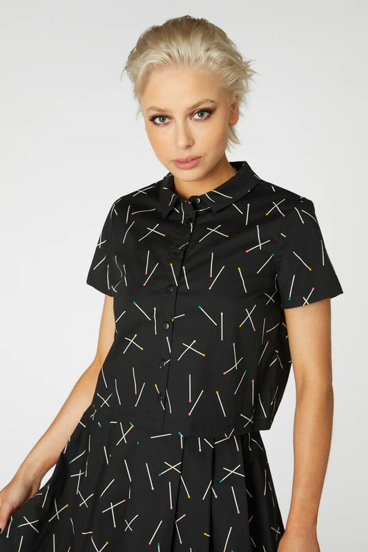 Image of Blouses. Productname: Matches Ss Blouse in Black colour by brand - Revival