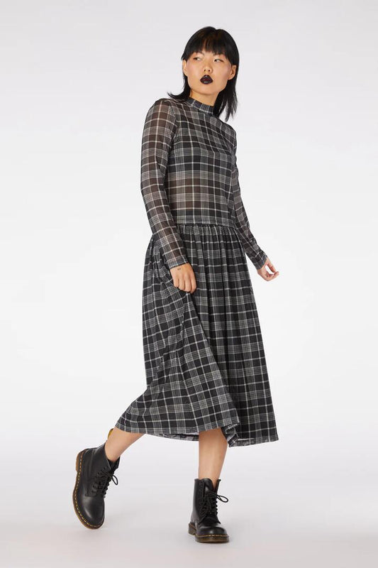 Image of a model wearing Tops. Productname: Double Trouble Mesh Top in Black colour by brand - Dangerfield