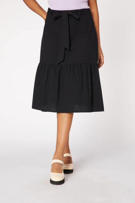 Image of a model wearing Skirts. Productname: Josephine Skirt in Black colour by brand - Princess Highway