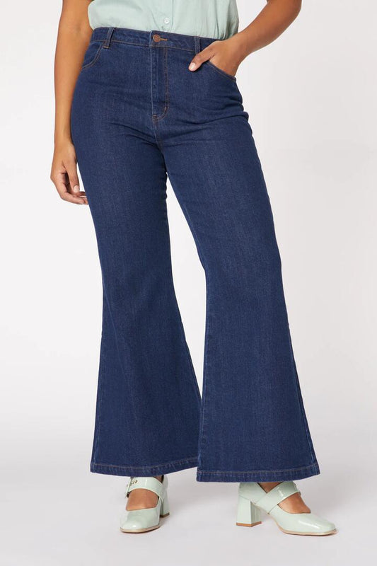 Image of a model wearing Denim. Productname: Ines Jean in Dark Denim colour by brand - Princess Highway