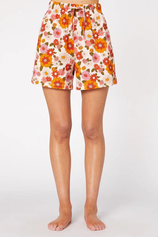 Image of a model wearing Shorts. Productname: Lindy Lounge Short in Lilac colour by brand - Princess Highway