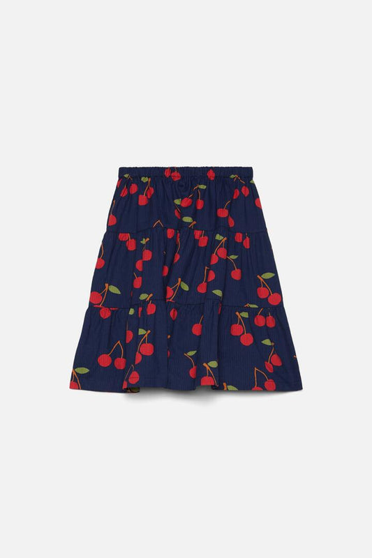 Image of a model wearing Skirts. Productname: Cherry Kids Skirt in Navy colour by brand - Princess Highway Kids