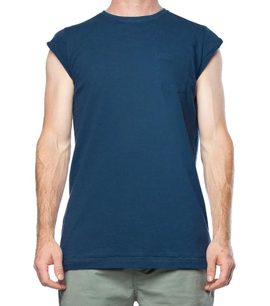 Image of Hats. Productname: Revival Cap Sleeve Pockt Tee in Navy colour by brand - Revival