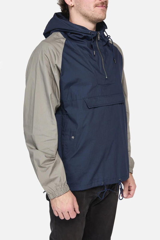Image of a model wearing Outerwear. Productname: Pull The Zipper Jacket in Navy colour by brand - Revival