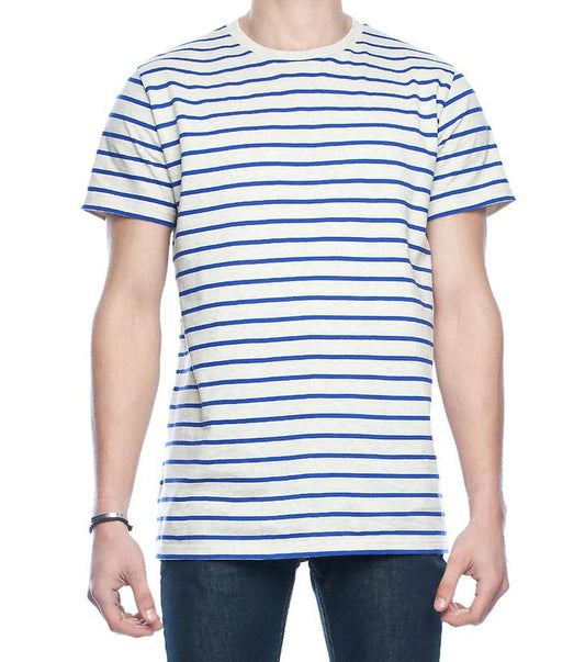 Image of a model wearing Tops. Productname: Striped Lonely Ones Tee in Stripe colour by brand - Revival