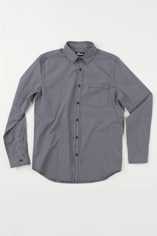 Image of a model wearing Tops. Productname: Harlem LS Shirt in Black colour by brand - Revival