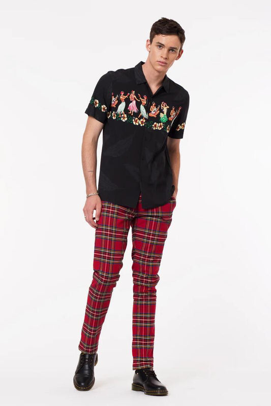 Image of a model wearing Tops. Productname: Hula SS Shirt in Black colour by brand - Revival