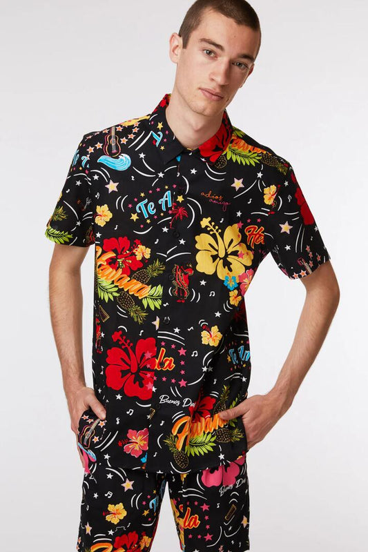 Image of a model wearing Tops. Productname: Havana SS Shirt in Black colour by brand - Revival