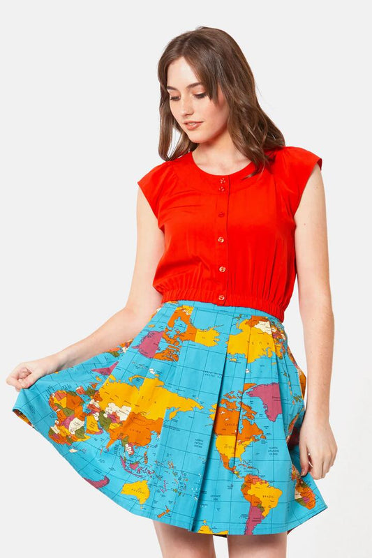 Image of a model wearing Tops. Productname: Americana Top in Red colour by brand - Dangerfield