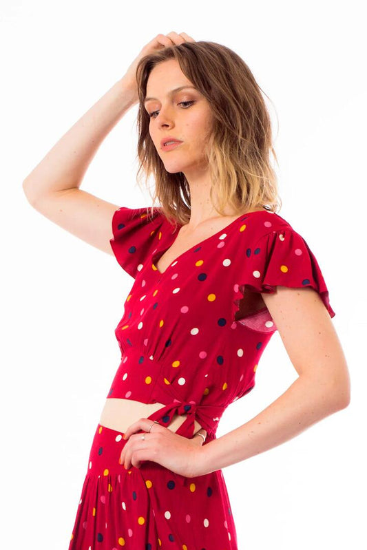 Image of a model wearing Tops. Productname: Confetti Top in Black colour by brand - Dangerfield