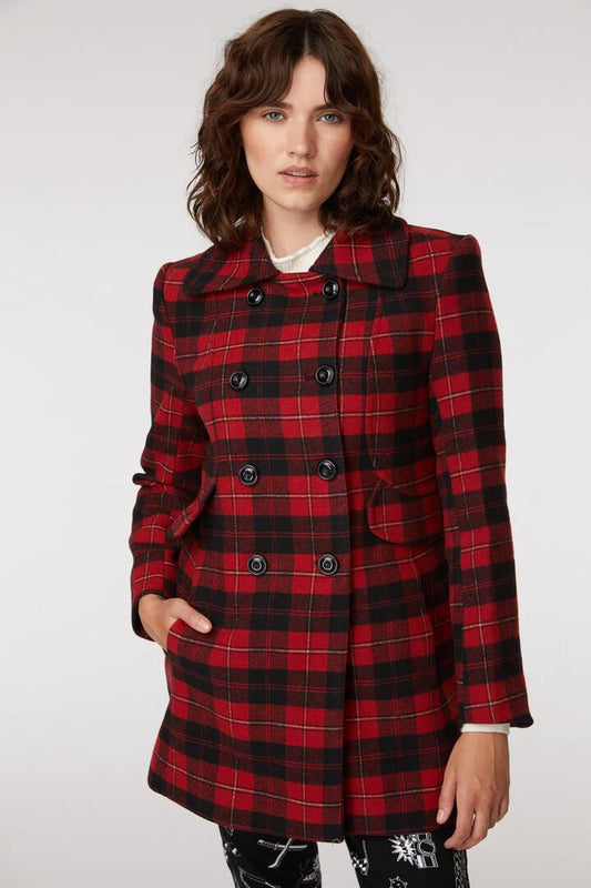 Image of a model wearing Outerwear. Productname: Inglorious Coat in Red colour by brand - Dangerfield