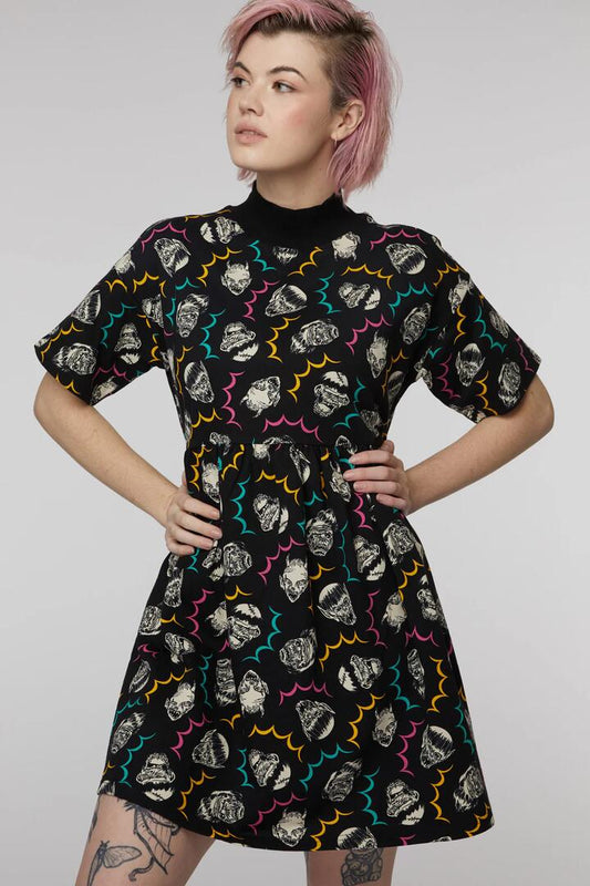 Image of a model wearing Dress. Productname: Boogeyman Dress in Black colour by brand - Dangerfield