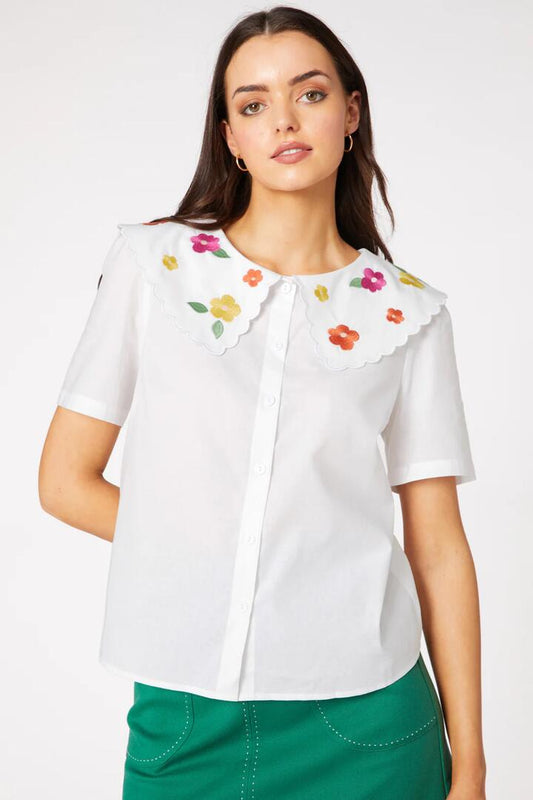 Image of a model wearing Tops. Productname: Posey Blouse in White colour by brand - Princess Highway
